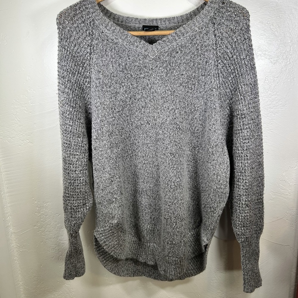 Rue 21 + 2XL Gray Silver Shine Long Sleeve Knit Sweater Business Career Casual